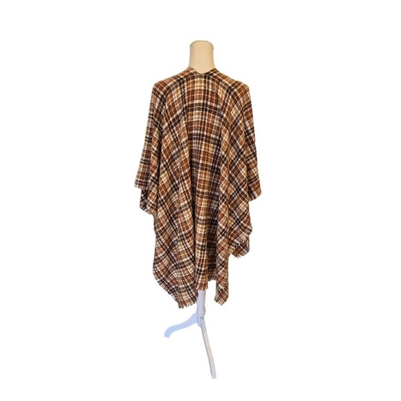 Old Navy Brown Plaid Soft Open Front Shawl Women's One Size - Picture 3 of 6